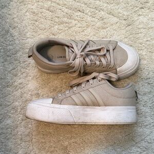 Adidas Women's Beige Canvas Platform Sneakers